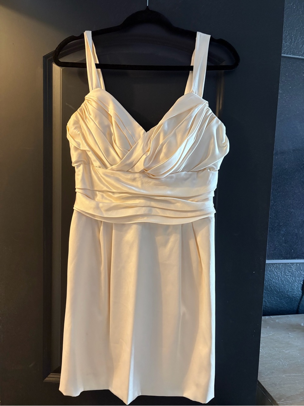 Dolce & Gabbana Cream Satin Pleated Bust Mini Dress